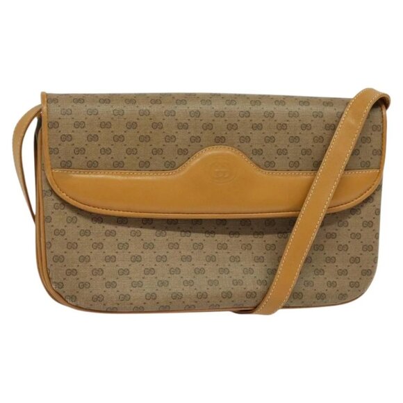 GUCCI Micro GG Supreme Shoulder Bag PVC Beige Gold - Picture 1 of 14